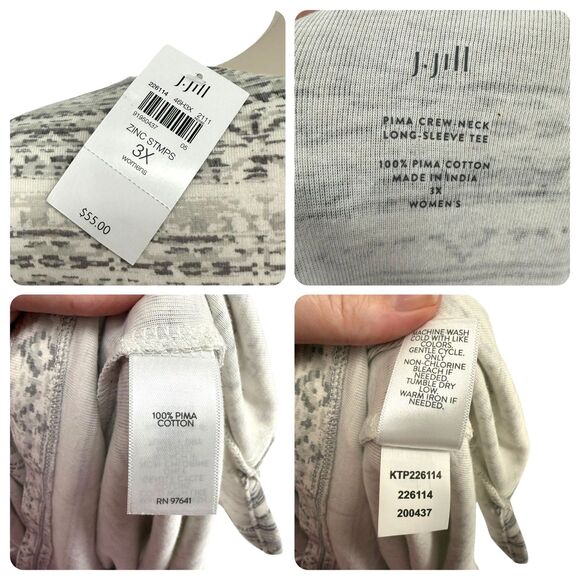 NWT J. Jill Pima Crew Neck Long Sleeve Tee 3x Snowflake Holiday Winter Cotton - Picture 14 of 14